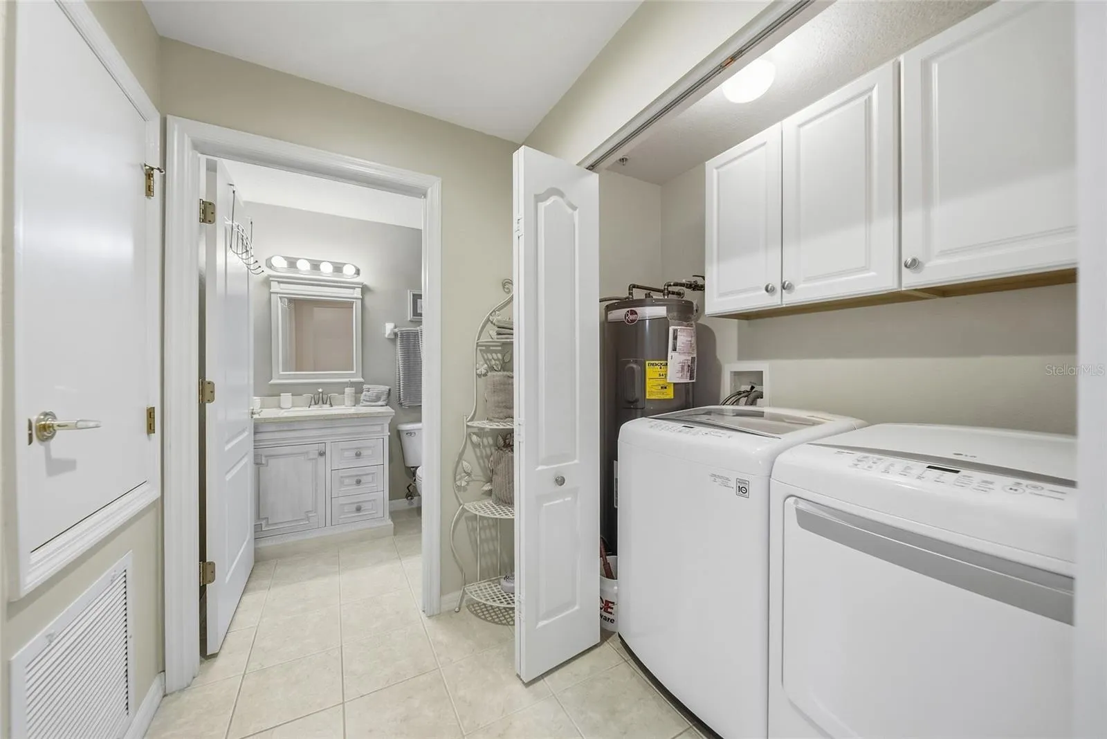 Hallway with in unit laundry