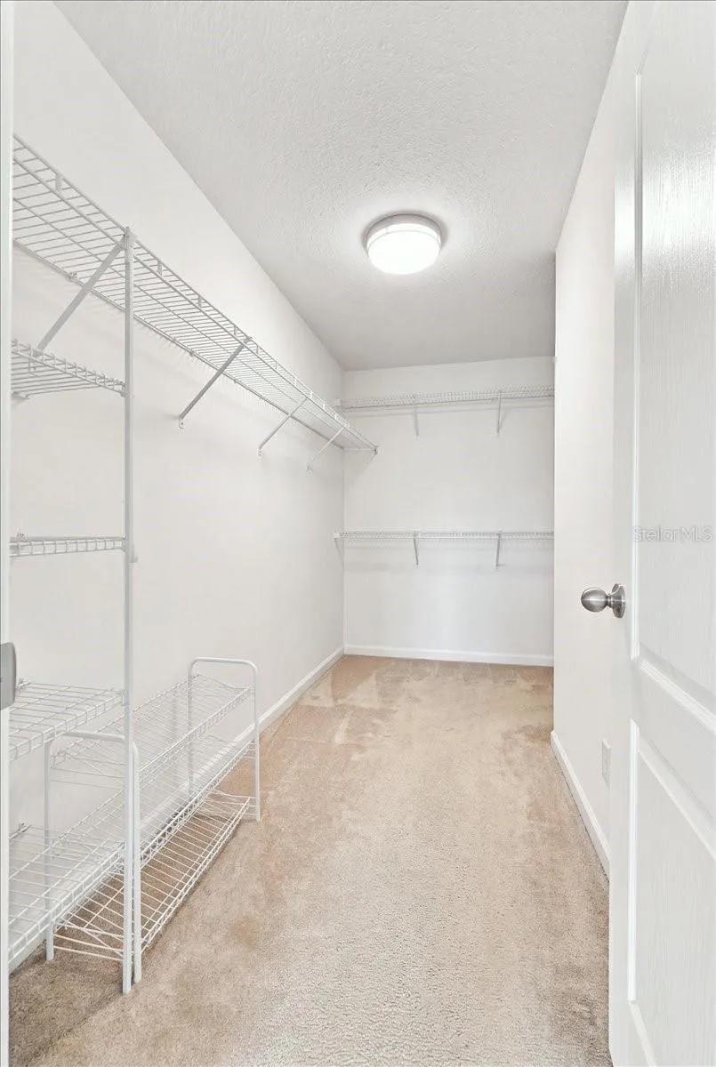 Master walk in closet with shelves