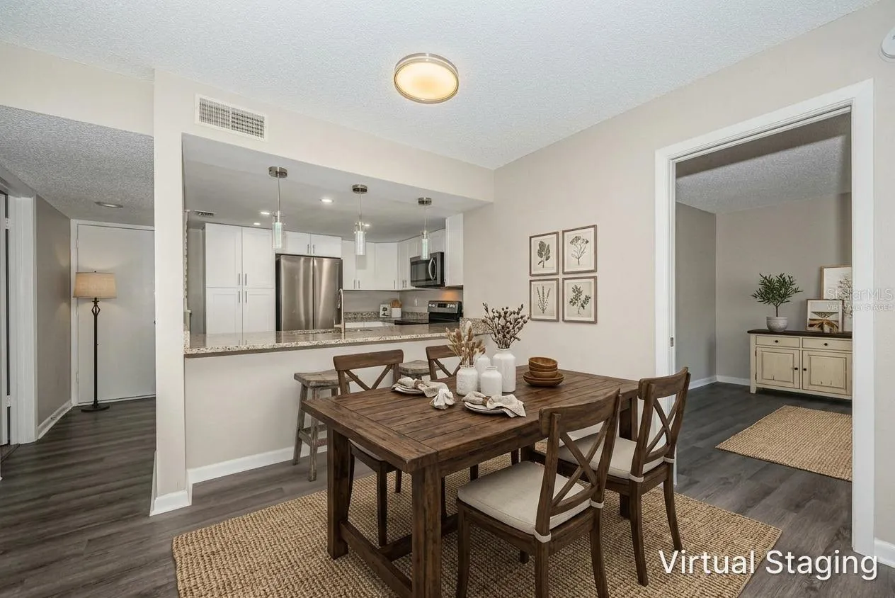 Virtually staged dining area