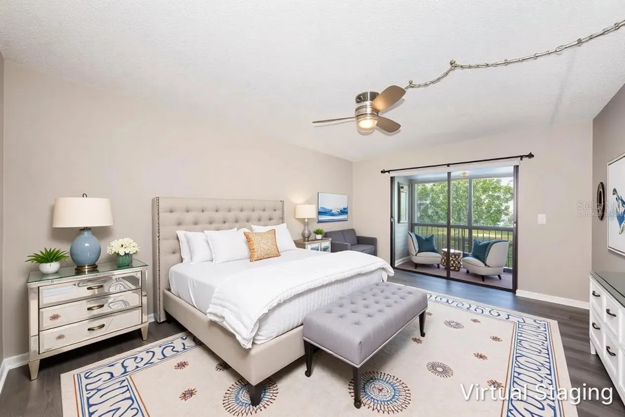 Virtually staged primary bedroom