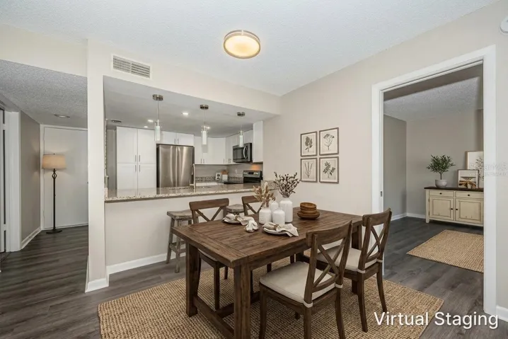 Virtually staged dining area