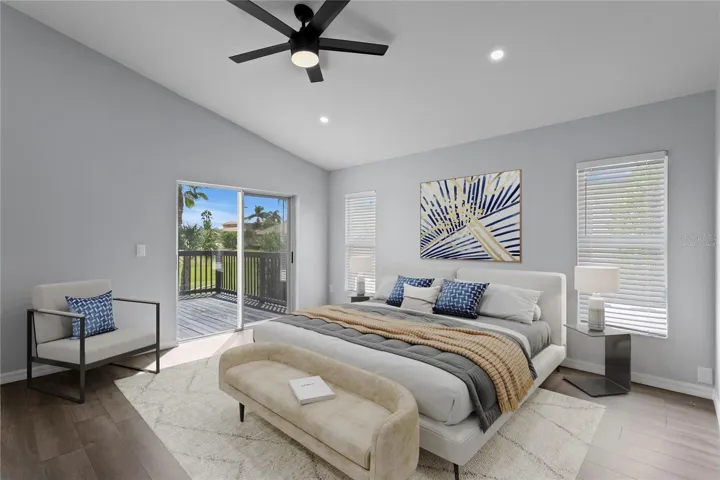 Virtually staged primary bedroom.