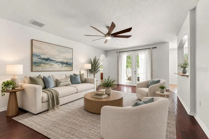 Virtually Staged Family Room.