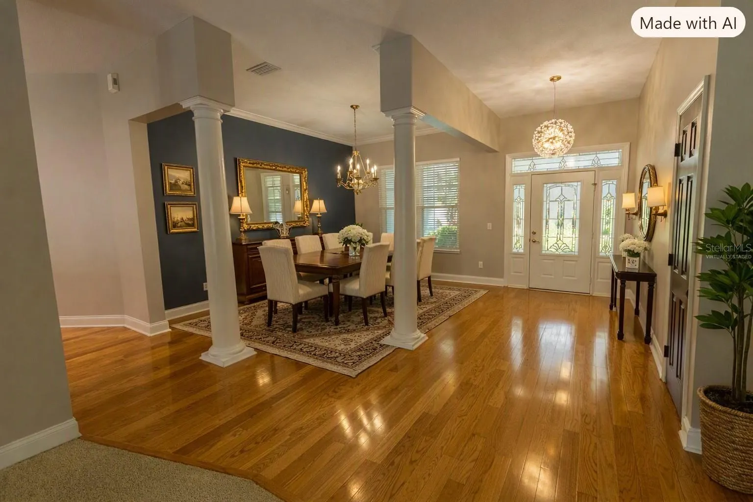 Virtually Staged Dining Room and Foyer