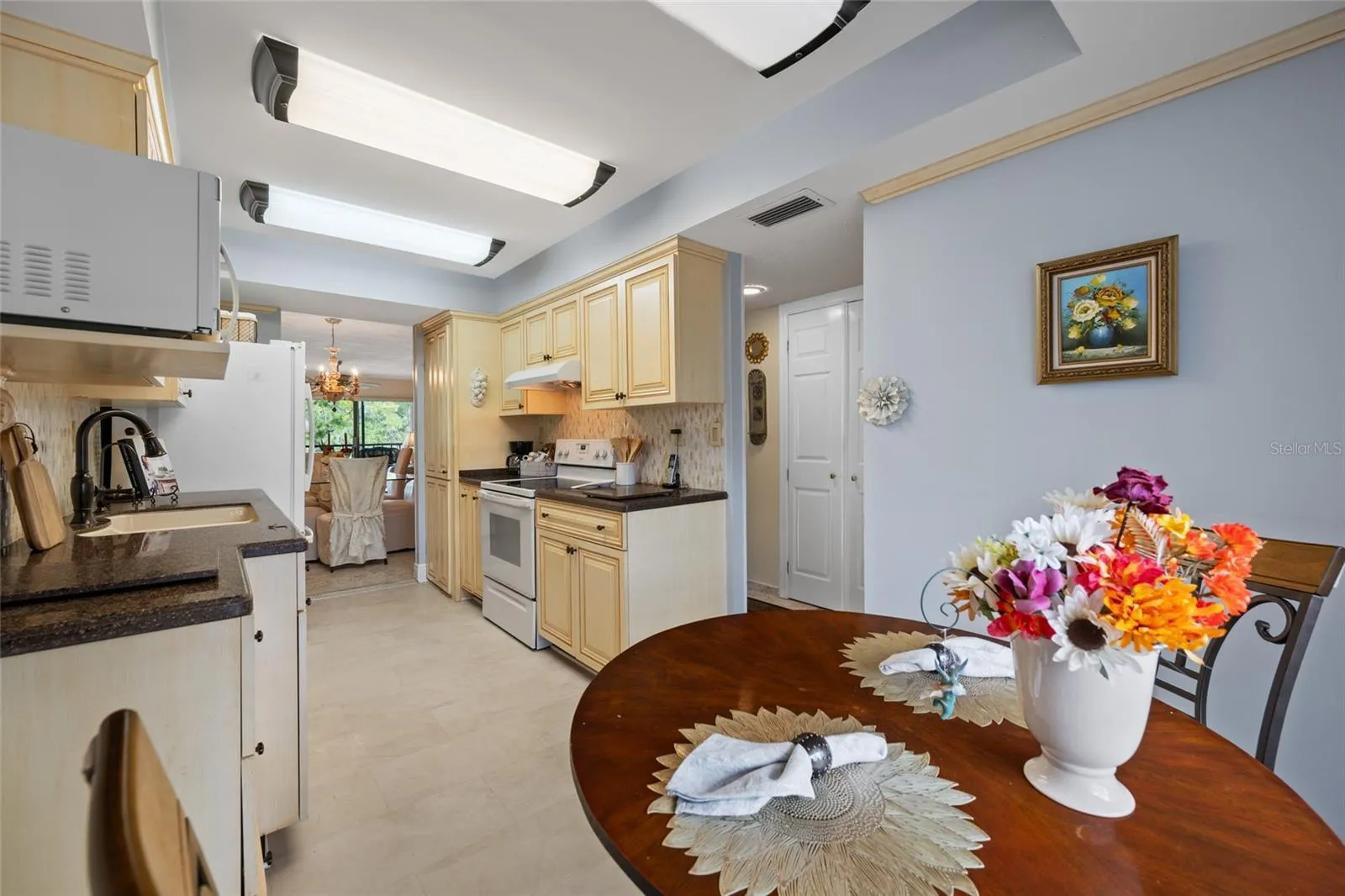 Kitchen layout is spacious