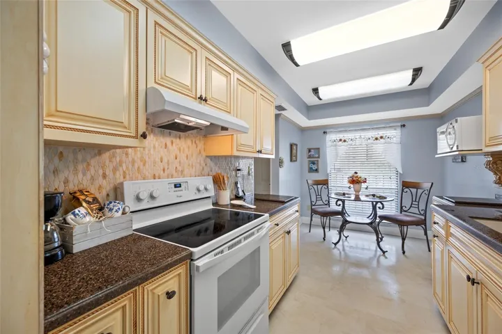 Kitchen is light and bright.