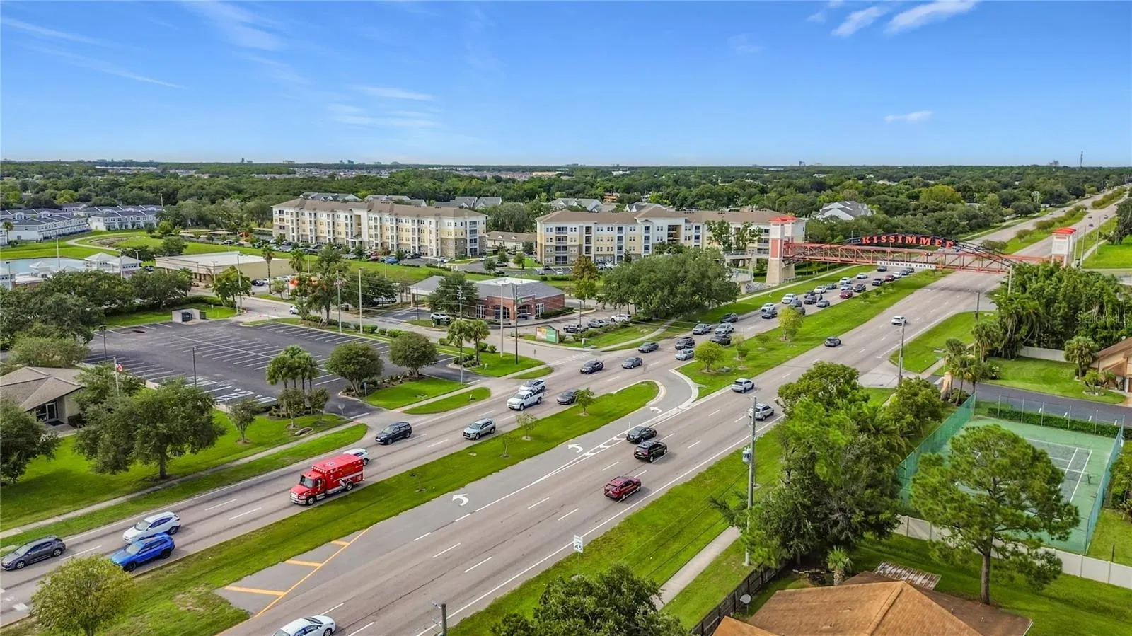 Main roadway and surrounding development.