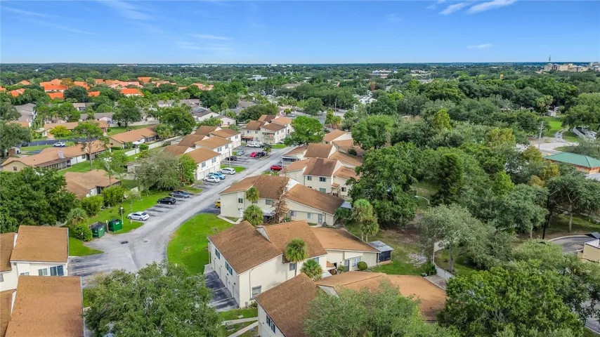 Townhomes amid mature landscaping