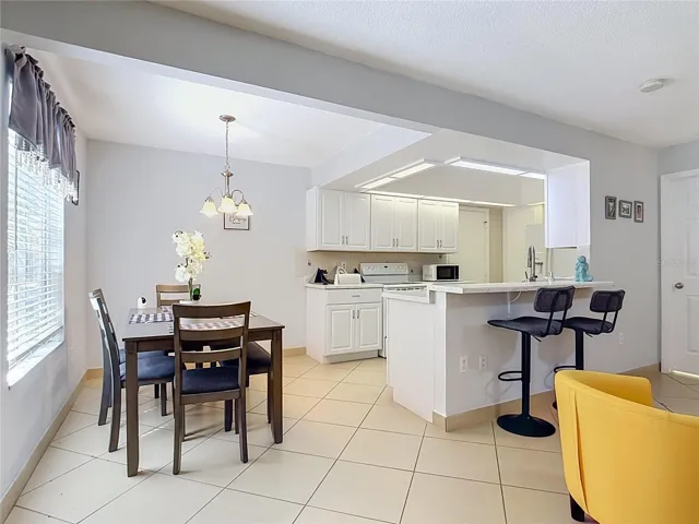 Dining area and breakfast bar.