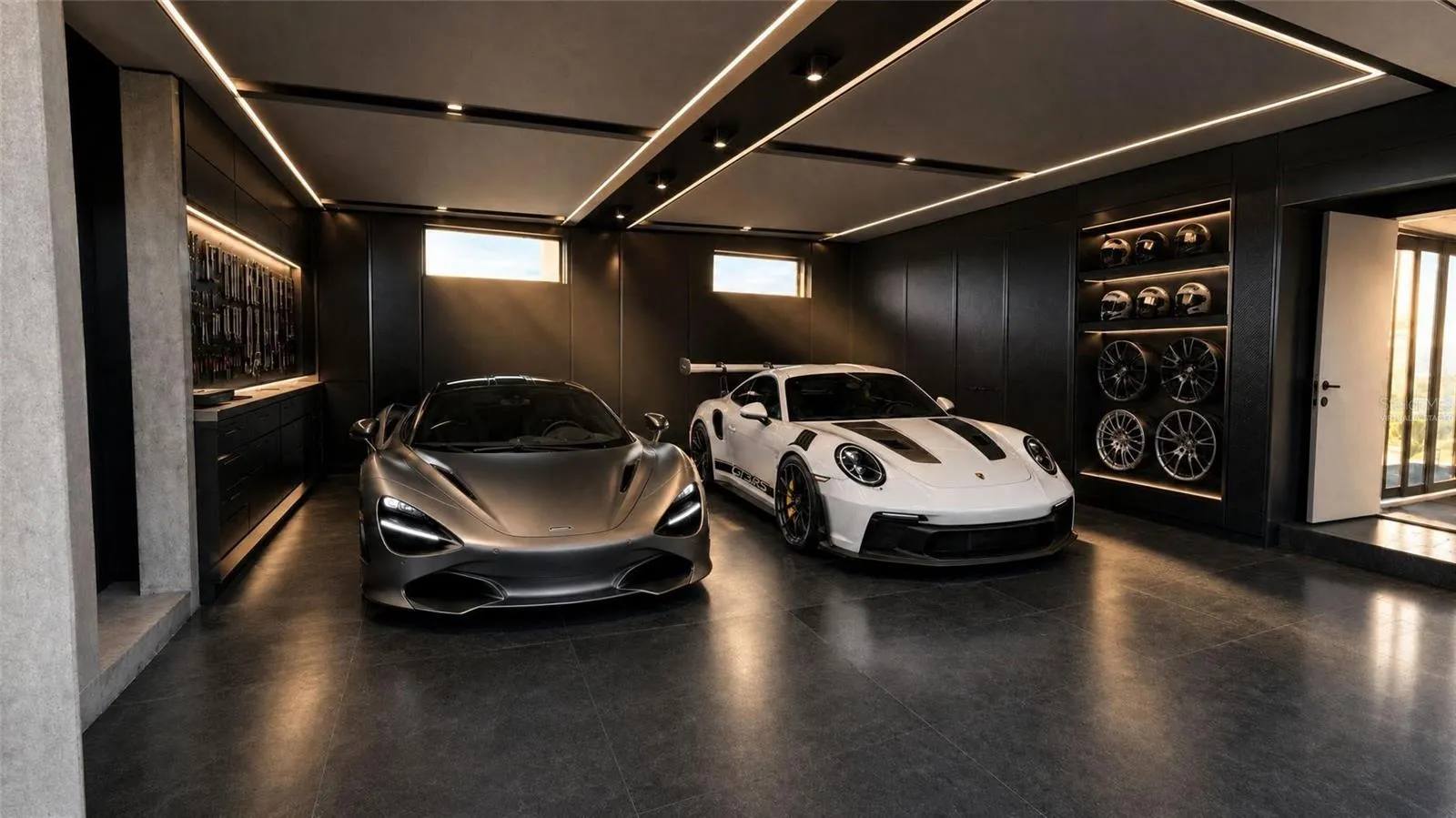 Garage, virtually staged