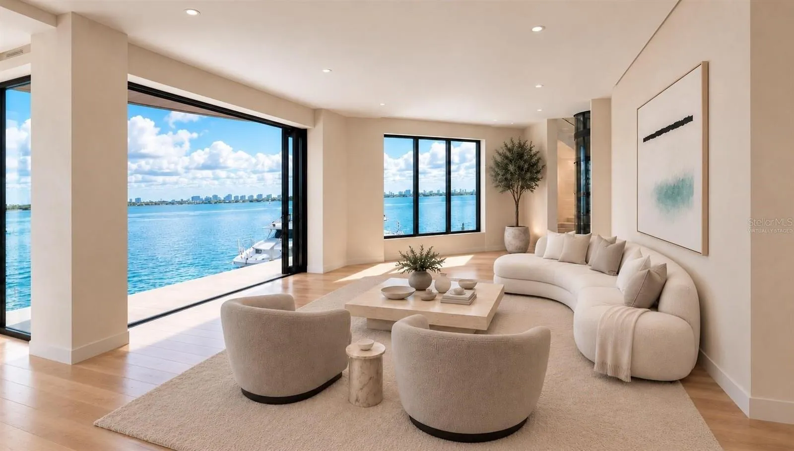 Main living room, virtually staged