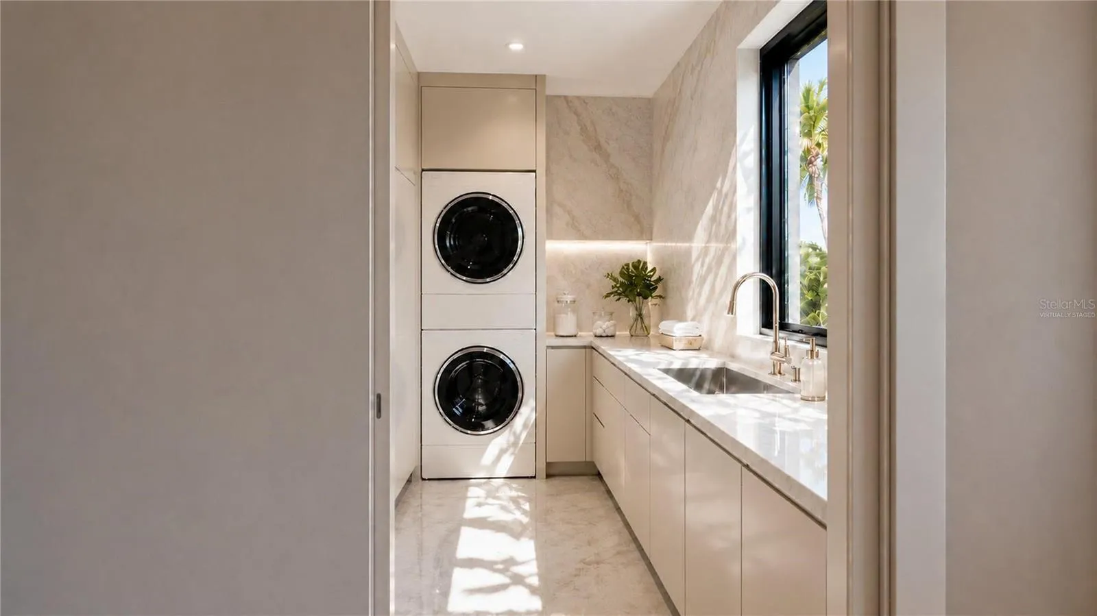 Laundry room, virtually staged