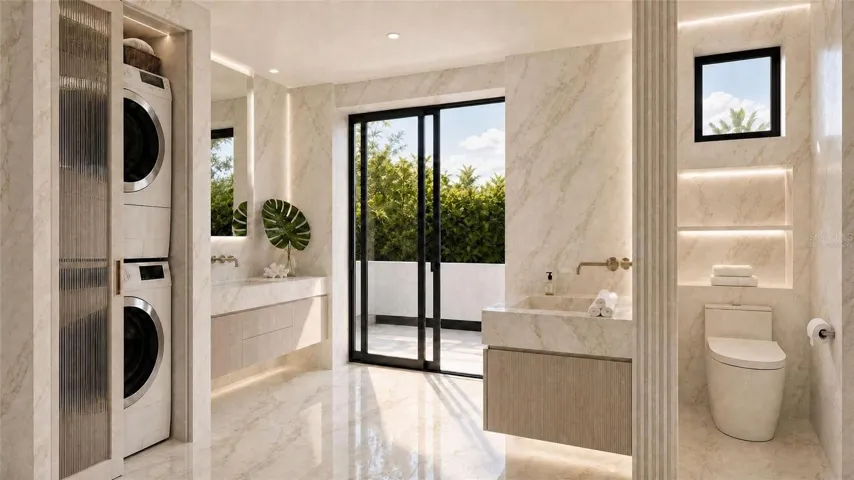 Primary bath, virtually staged