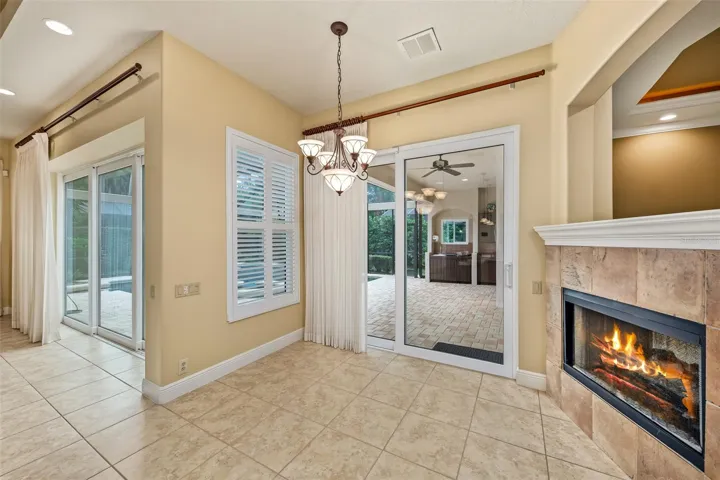 Nook with double sided fireplace