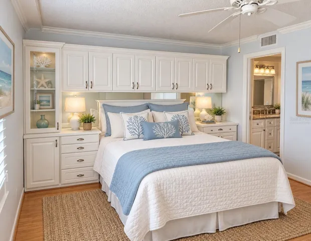 Virtually staged primary bedroom