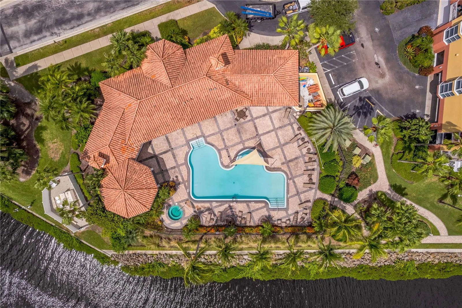 Clubhouse, Pool and Covered Eating Area with Grills