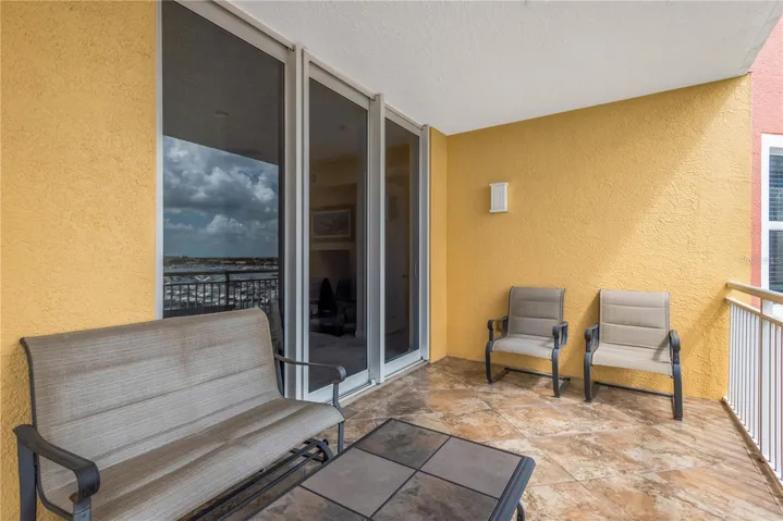 Covered Lanai overlooking Riviera Dunes Marina