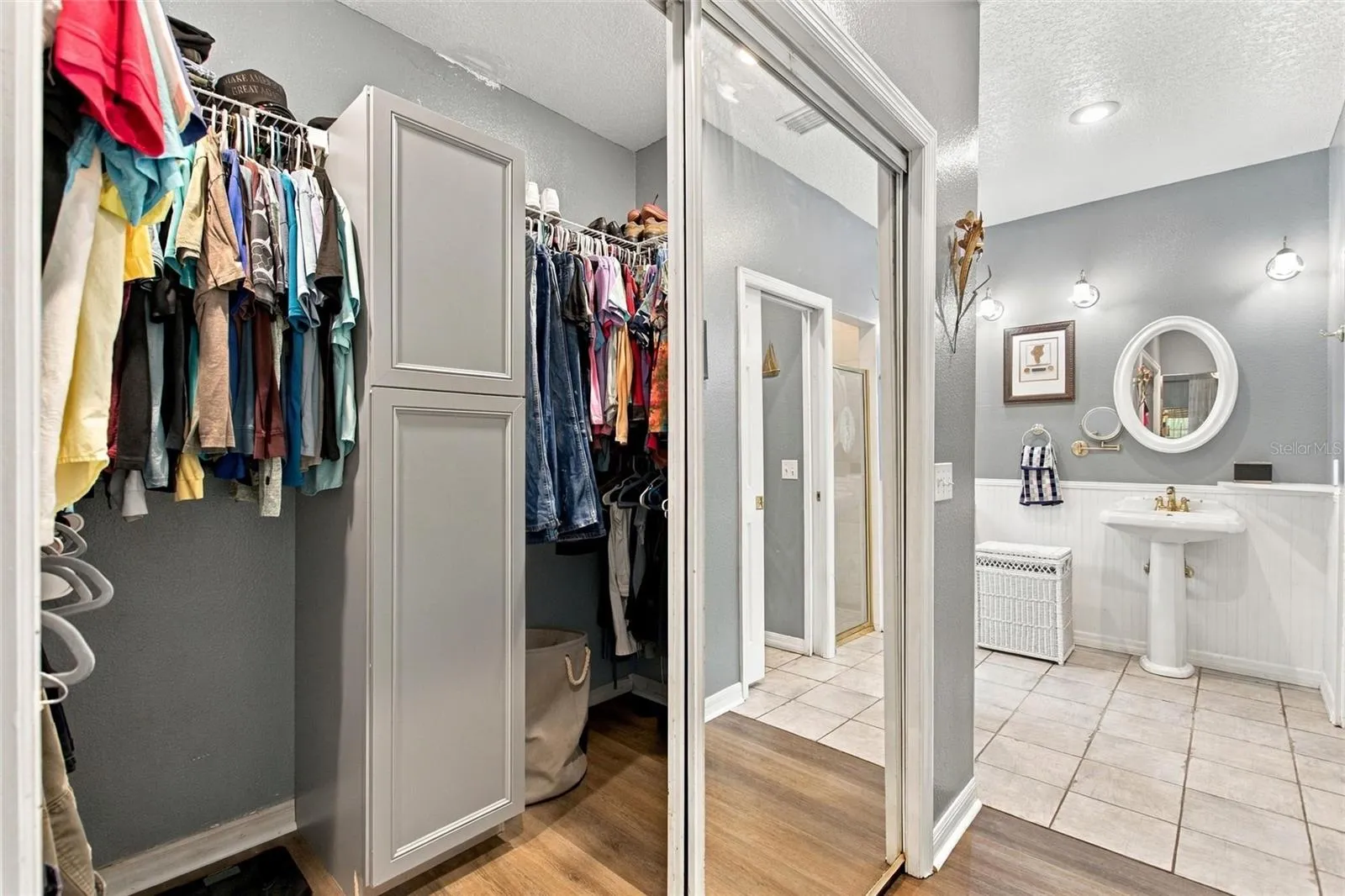 The primary bedroom has two closets and a full ensuite.