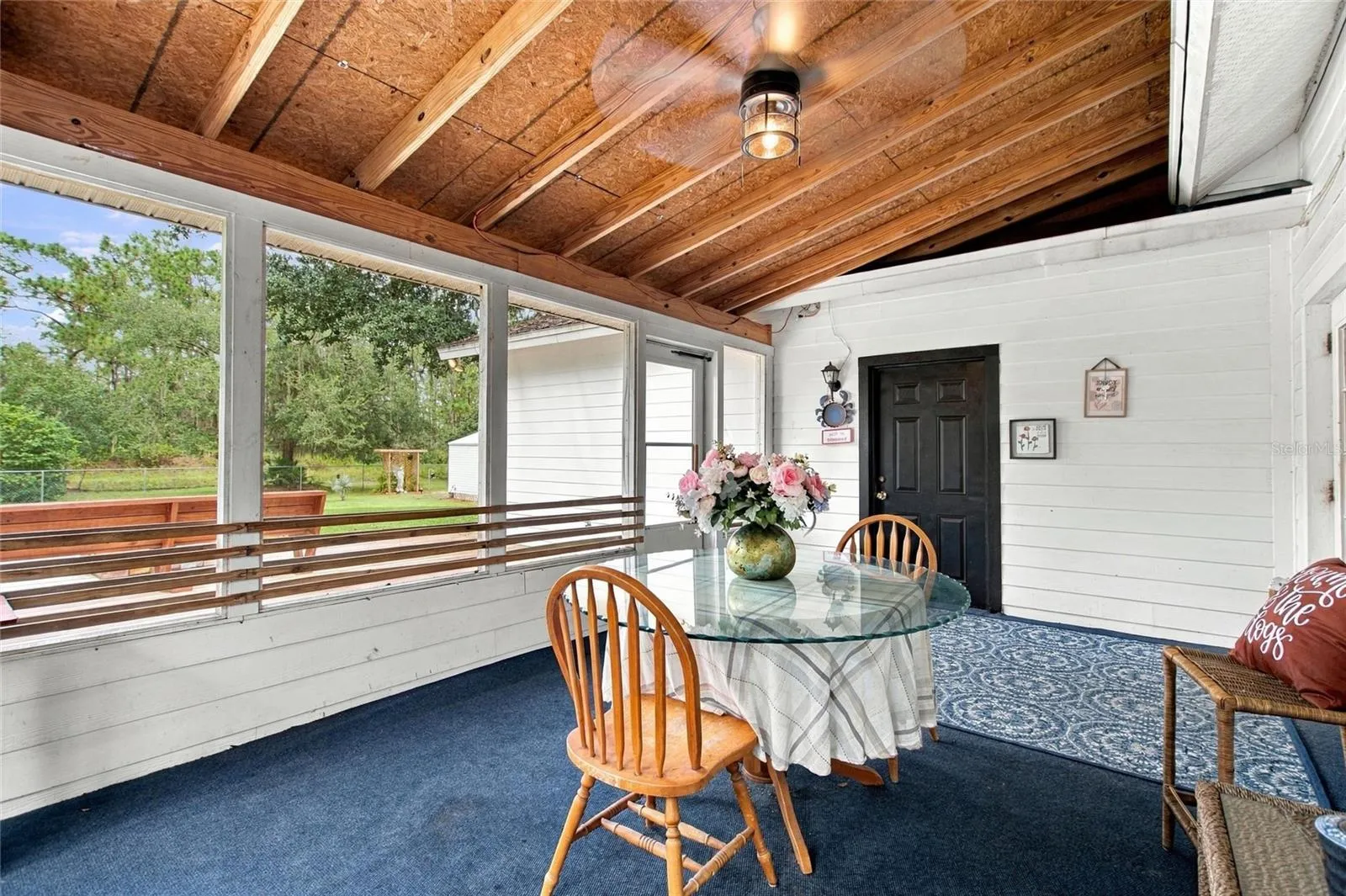 Enclosed patio.  The black door leads into the garage.