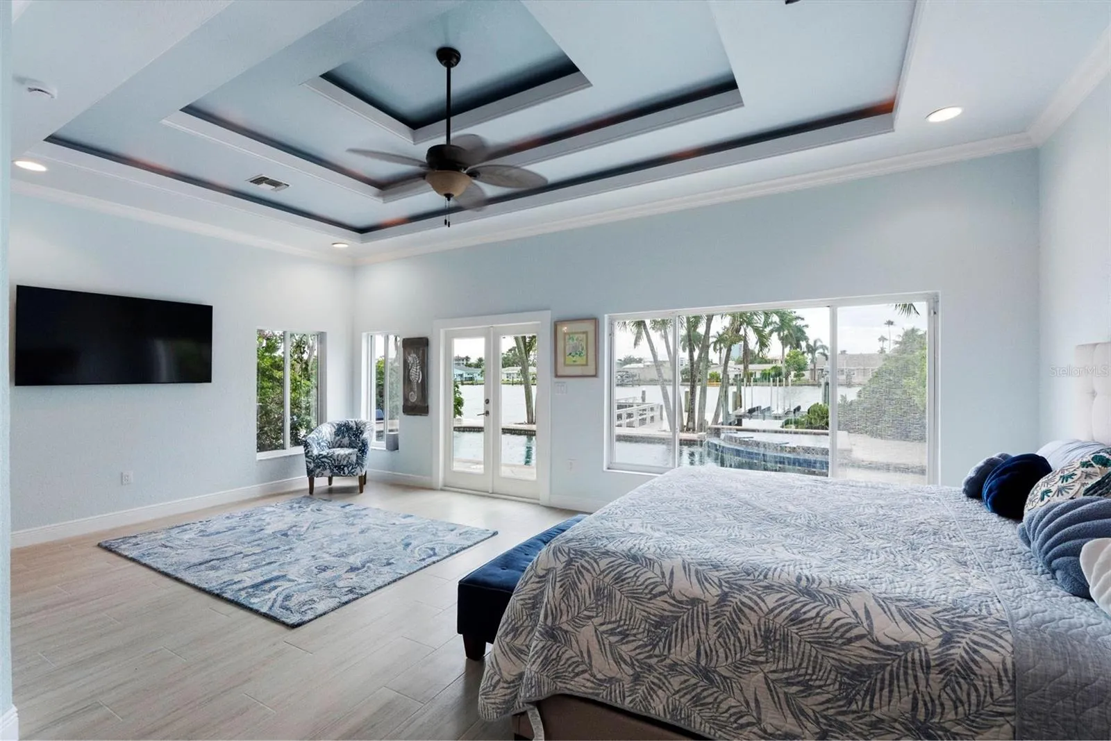 Coffered ceiling.