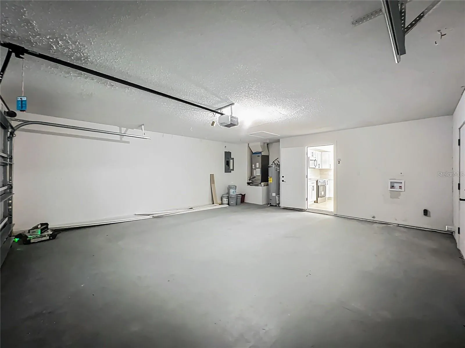 View from entrance of garage toward kitchen.