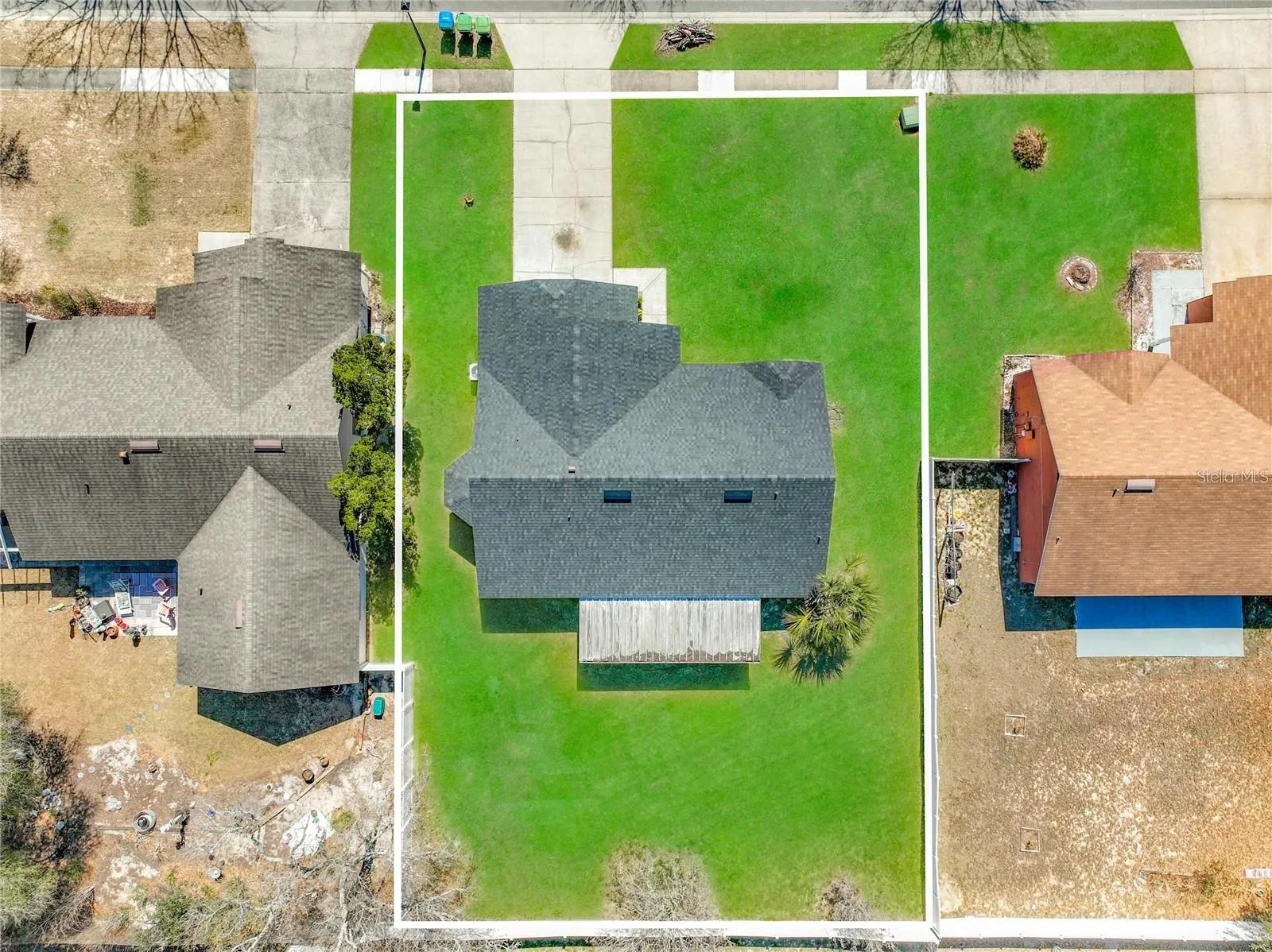 Aerial view of property line.