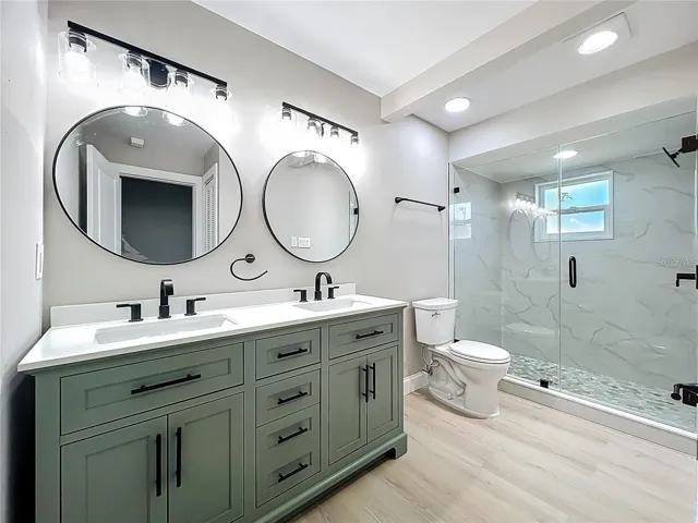 View of primary bathroom from entrance.
