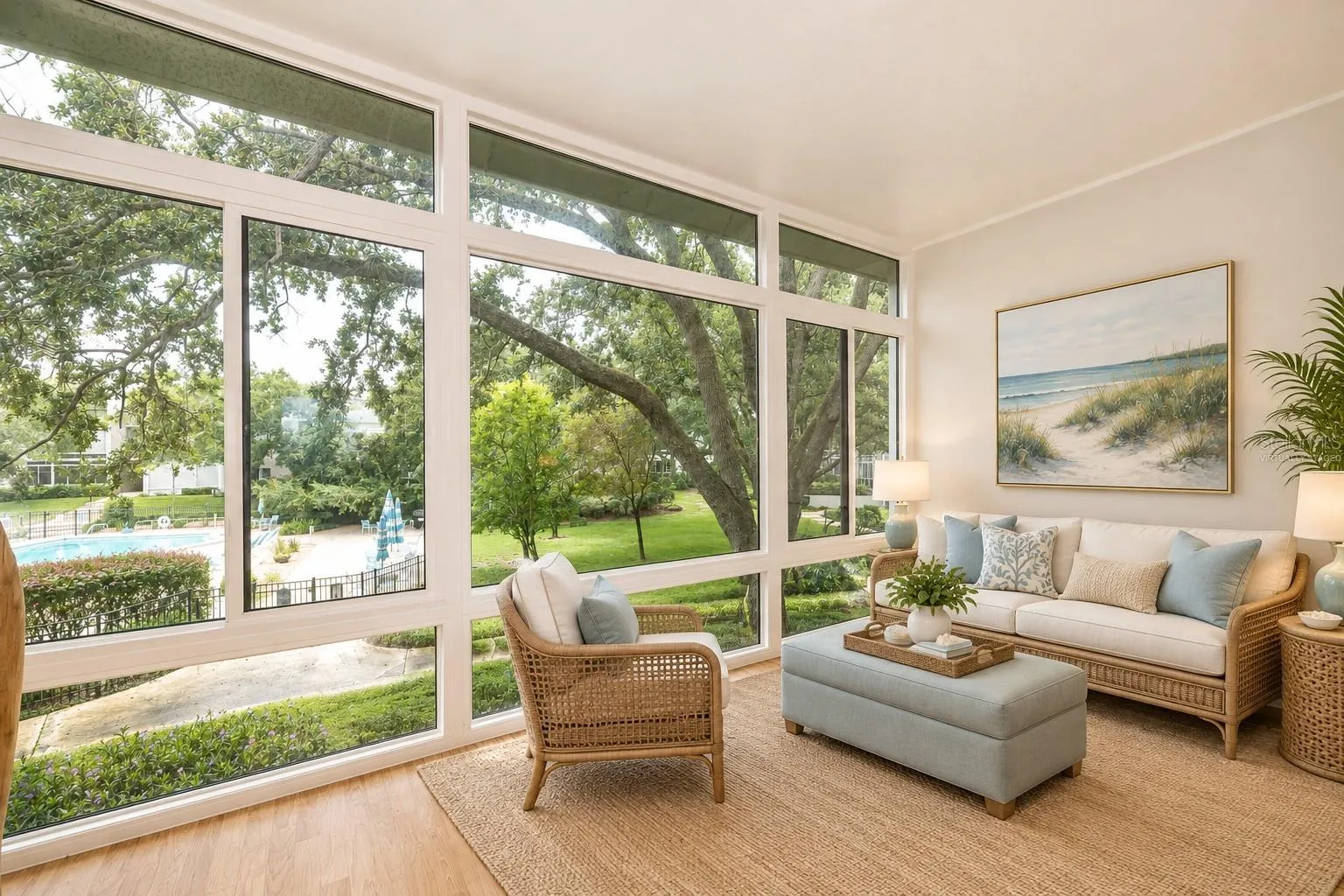 Florida room virtually staged. new energy efficient windows