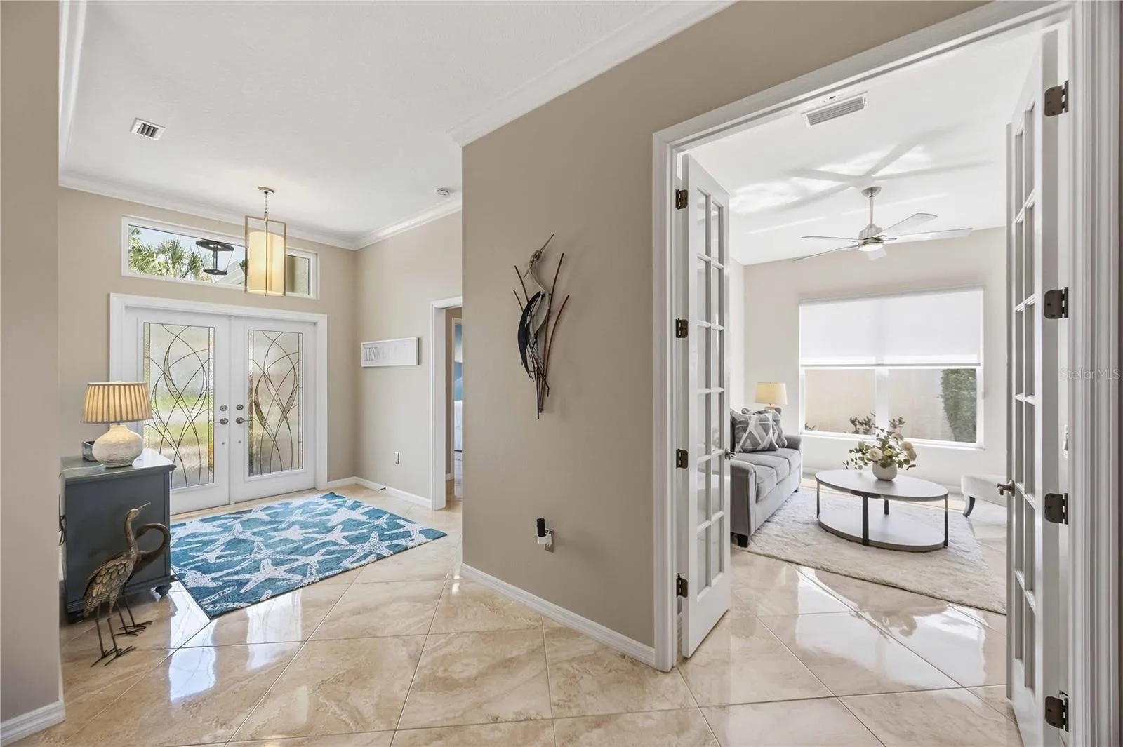 French doors to den/extra guest room
