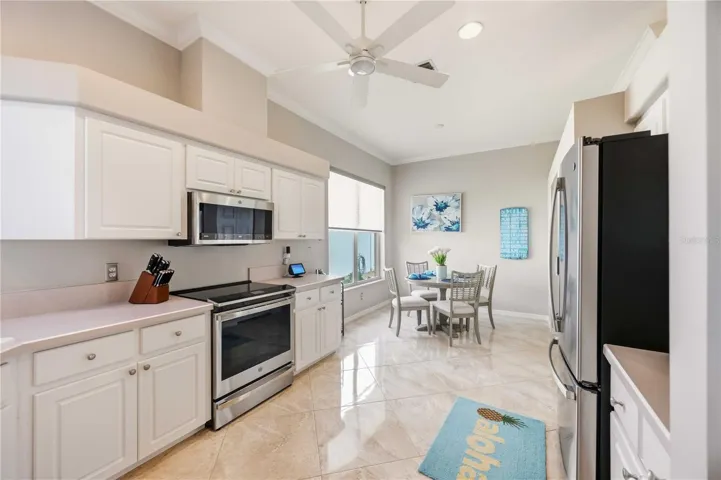 Kitchen has loads of cabinets and all new appliances