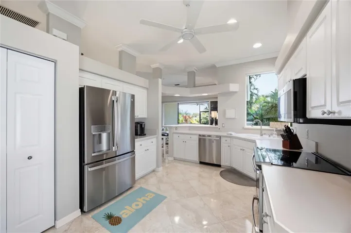 Kitchen has loads of cabinets and all new appliances