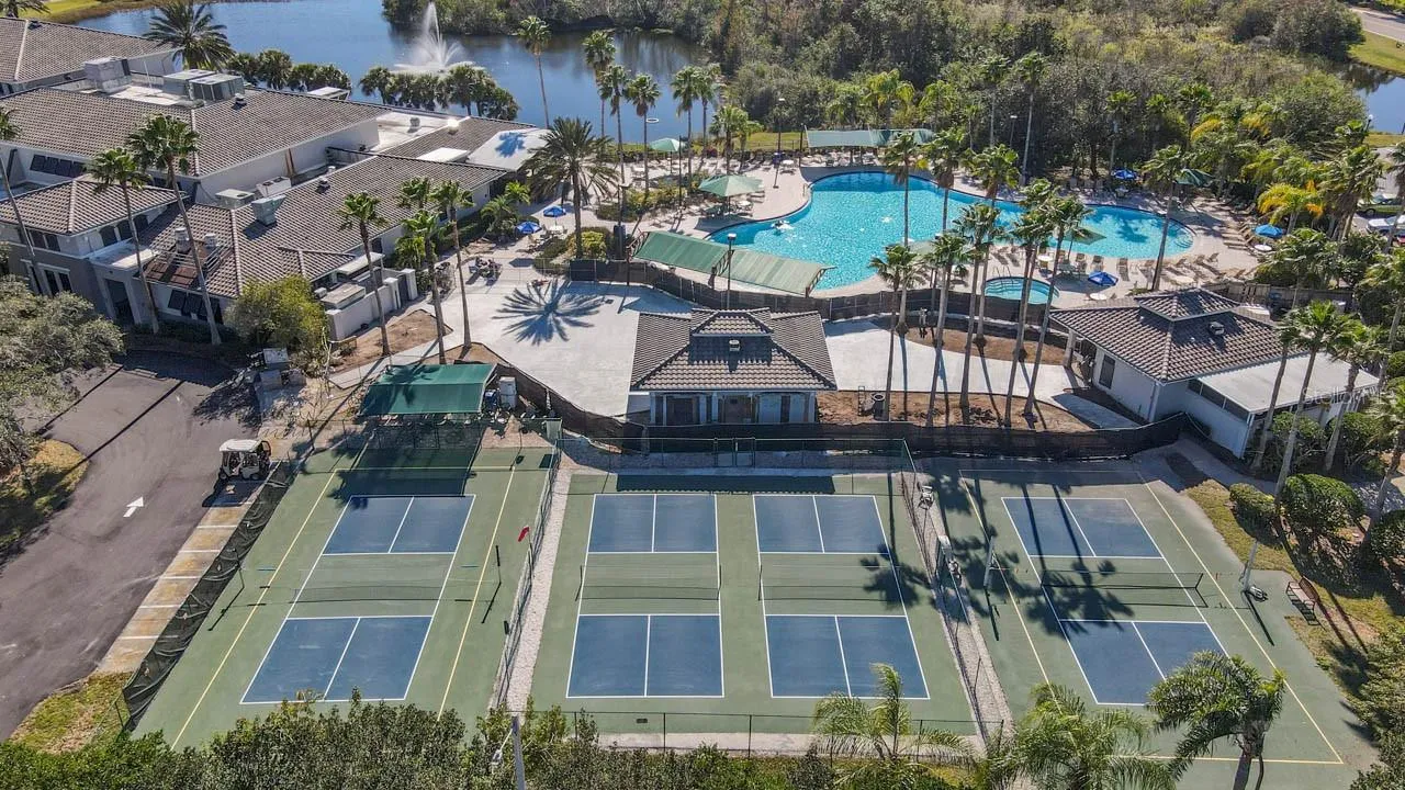 Pickleball courts and pool