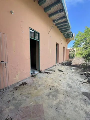 Side patio along the building