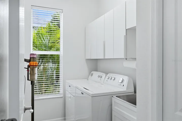 Laundry with storage and new appliances