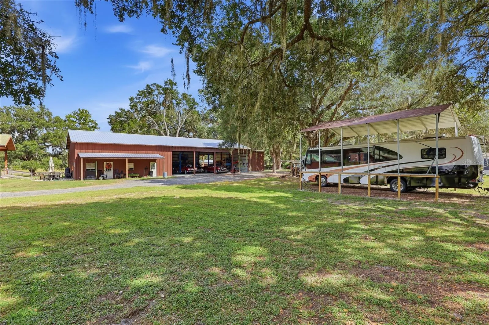 Covered RV Parking and Metal Workshop with In-Law apartment