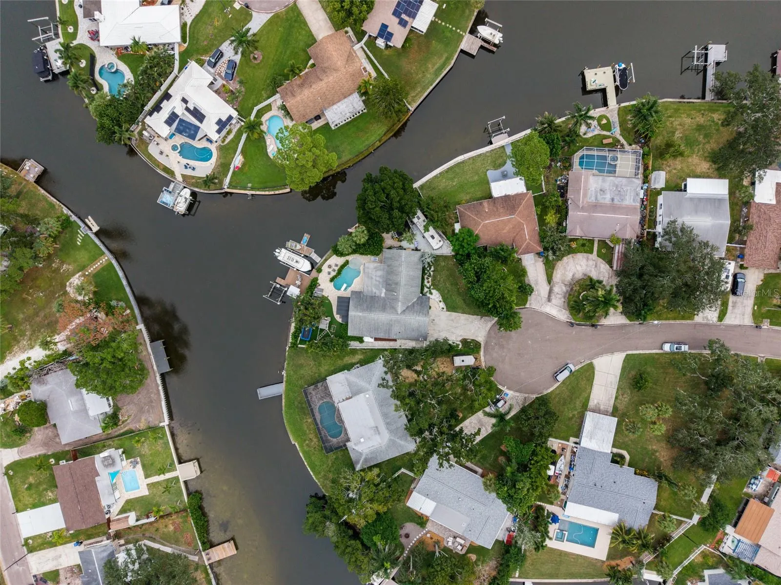 Aerial View of Property and Water Frontage