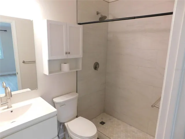 Primary 1 New Remodel Ensuite - Flooring, Shower tiles, Vanity and Faucet, Mirror, Toilet and Light Fixture.