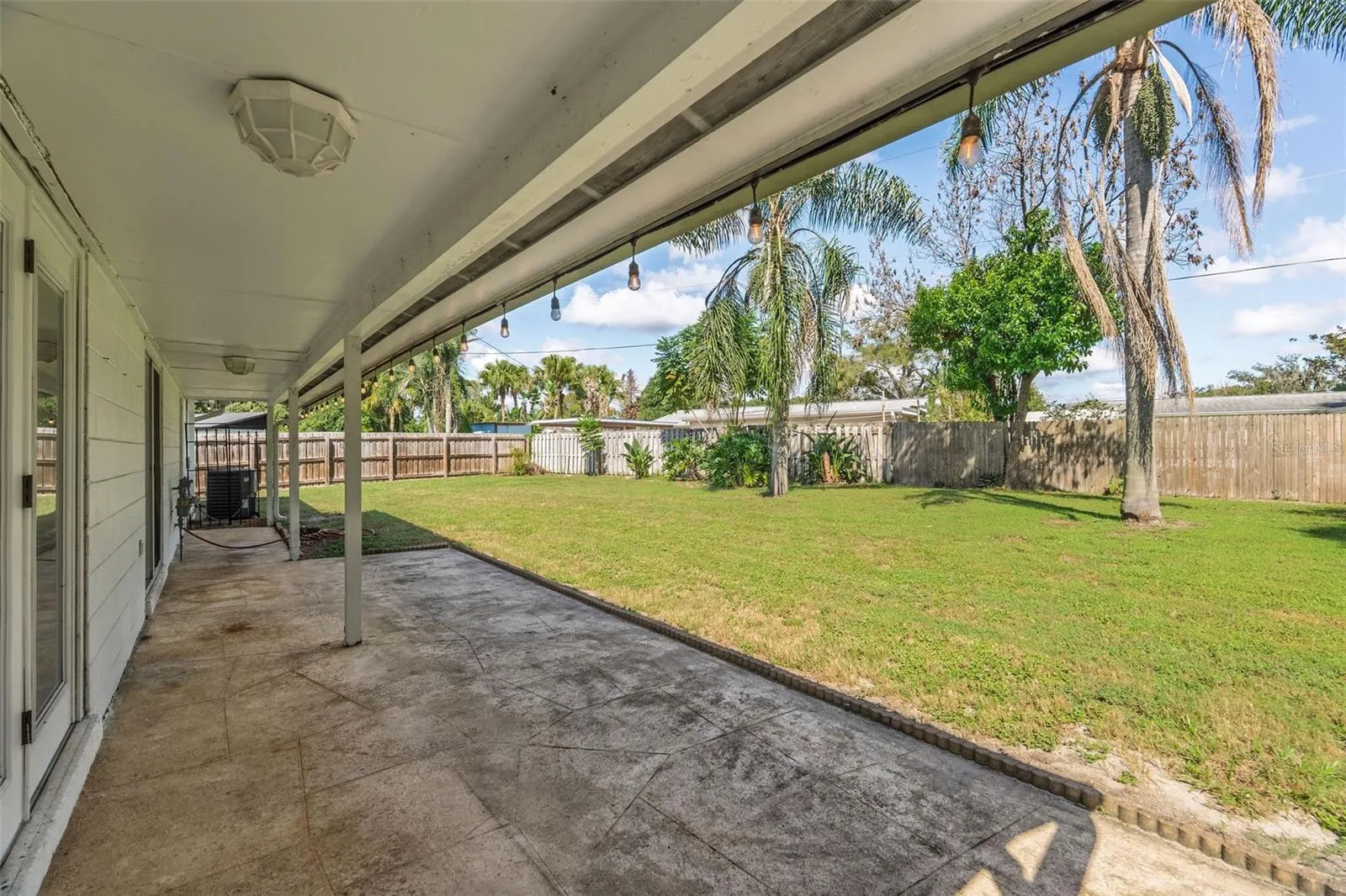 Partially covered back patio