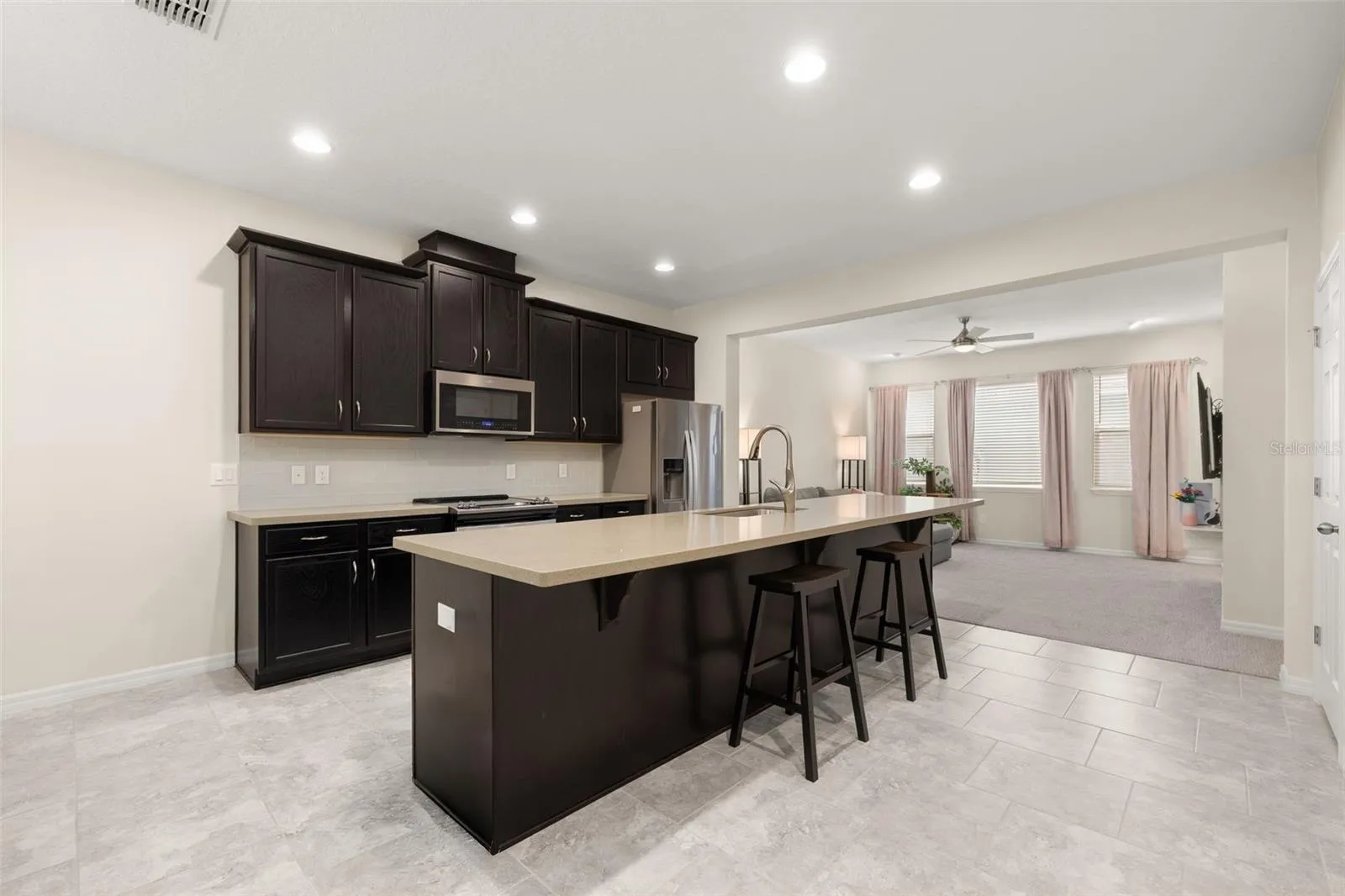 Downstairs open concept living space