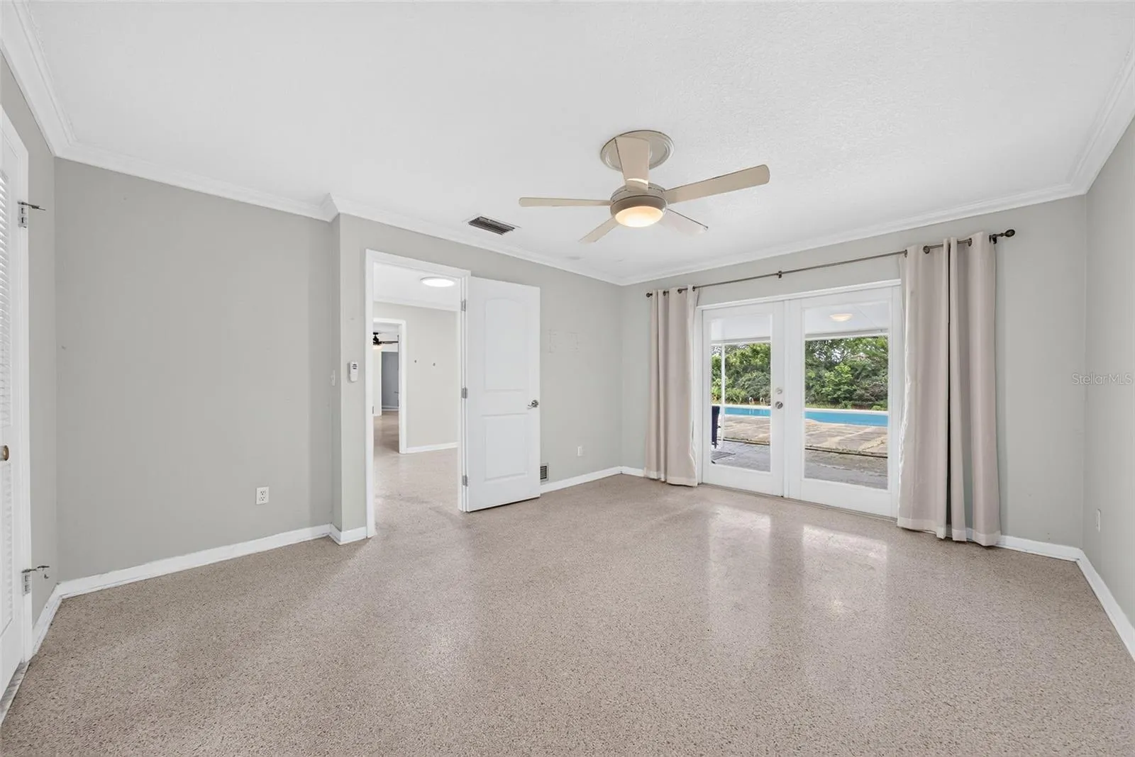 Primary bedroom off living room