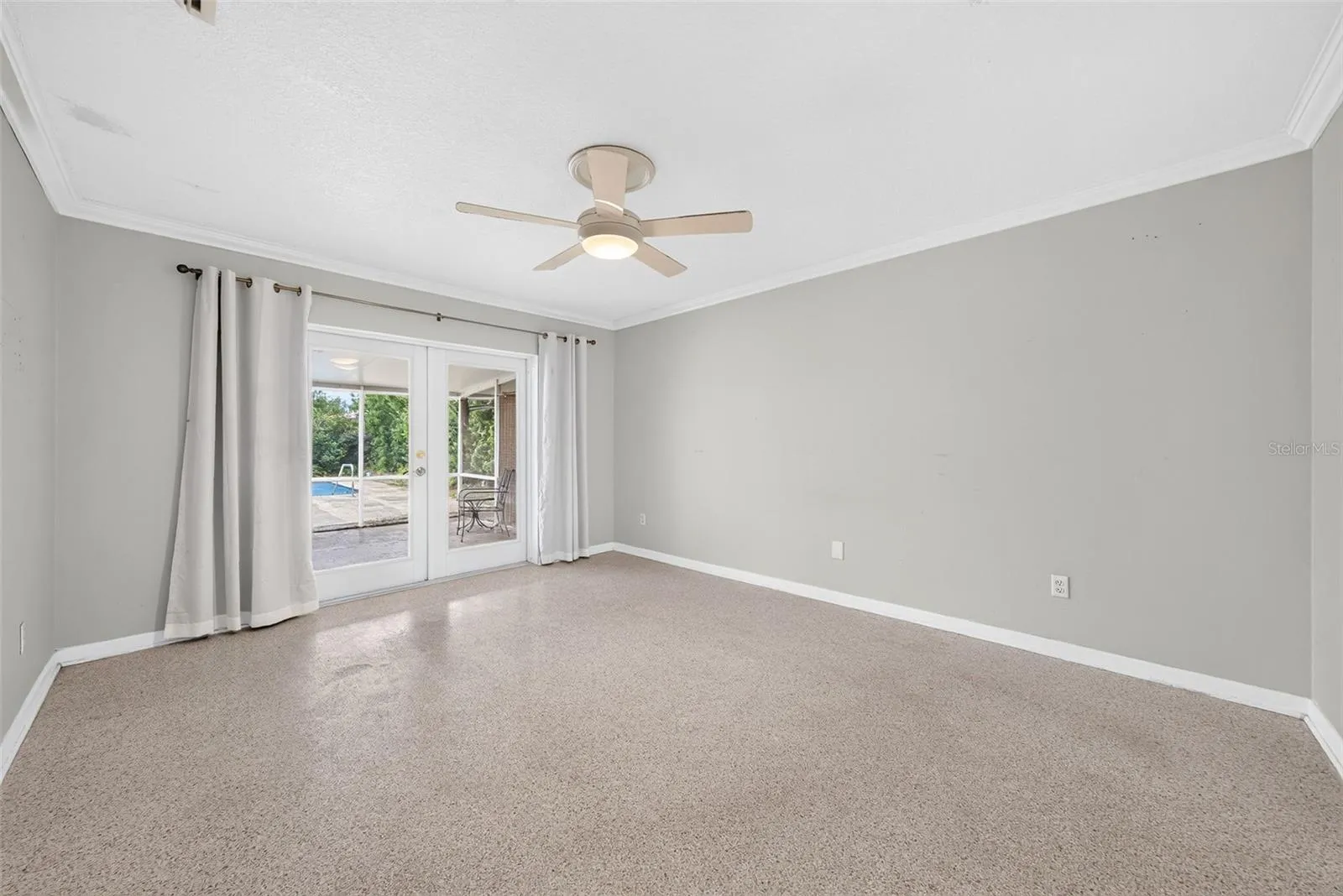 Primary bedroom off living room