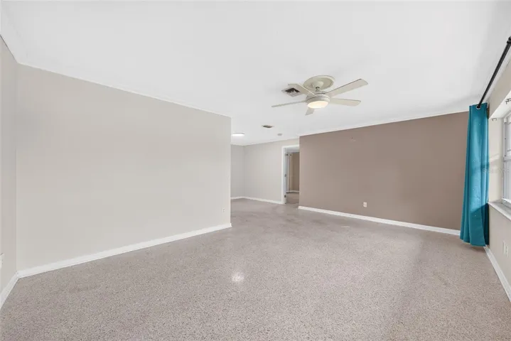 Living room with terrazzo floors