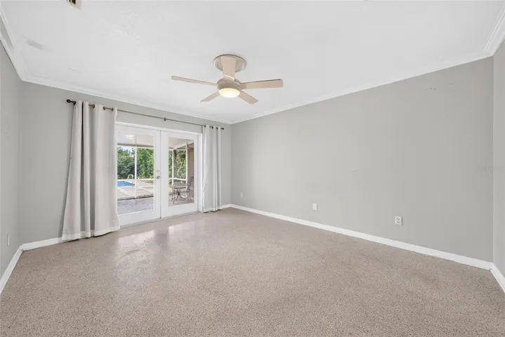 Primary bedroom off living room