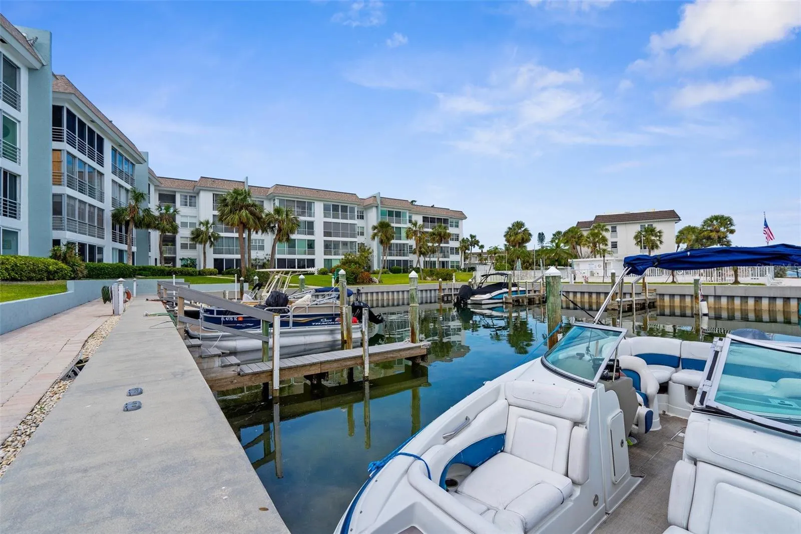 Boat Docks.  Sit back in your seating area and enjoy the view and you can see your boat.
