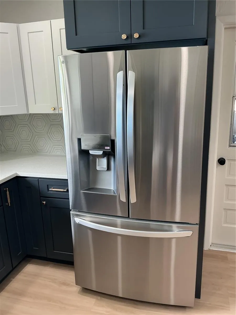 Large French door refrigerator.