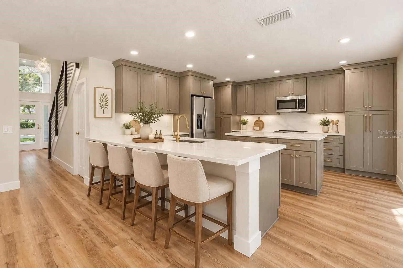 Virtually staged to show potential for custom built-in seating