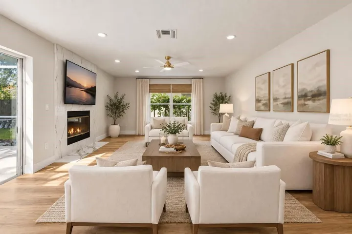 Virtually Staged Family room to show layout potential