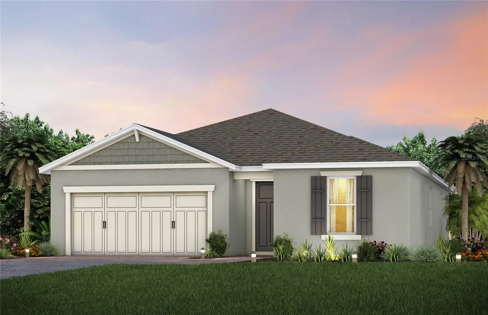 Exterior Design. Artistic rendering for this new construction home. Pictures are for illustrative purposes only. Elevations, colors and options may vary.