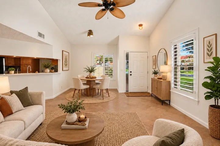 Virtually Staged Breakfast Nook and Living Room