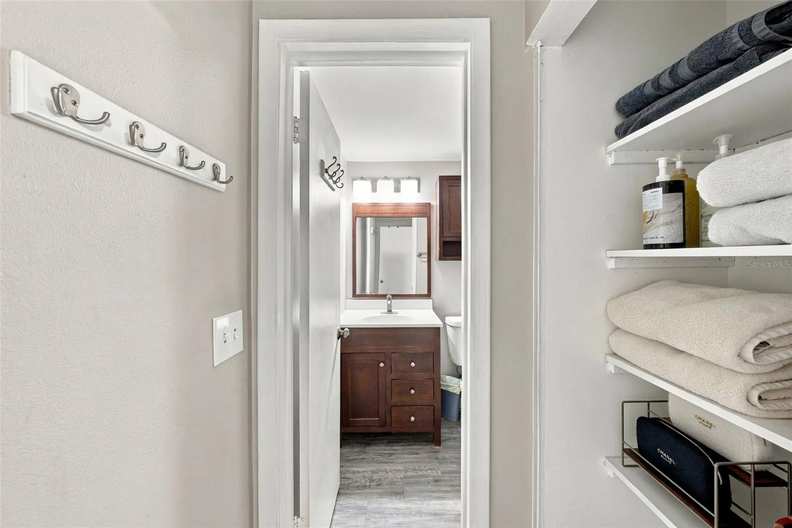Large linen closet and master bath